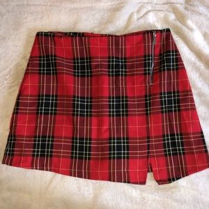 Red plaid skirt